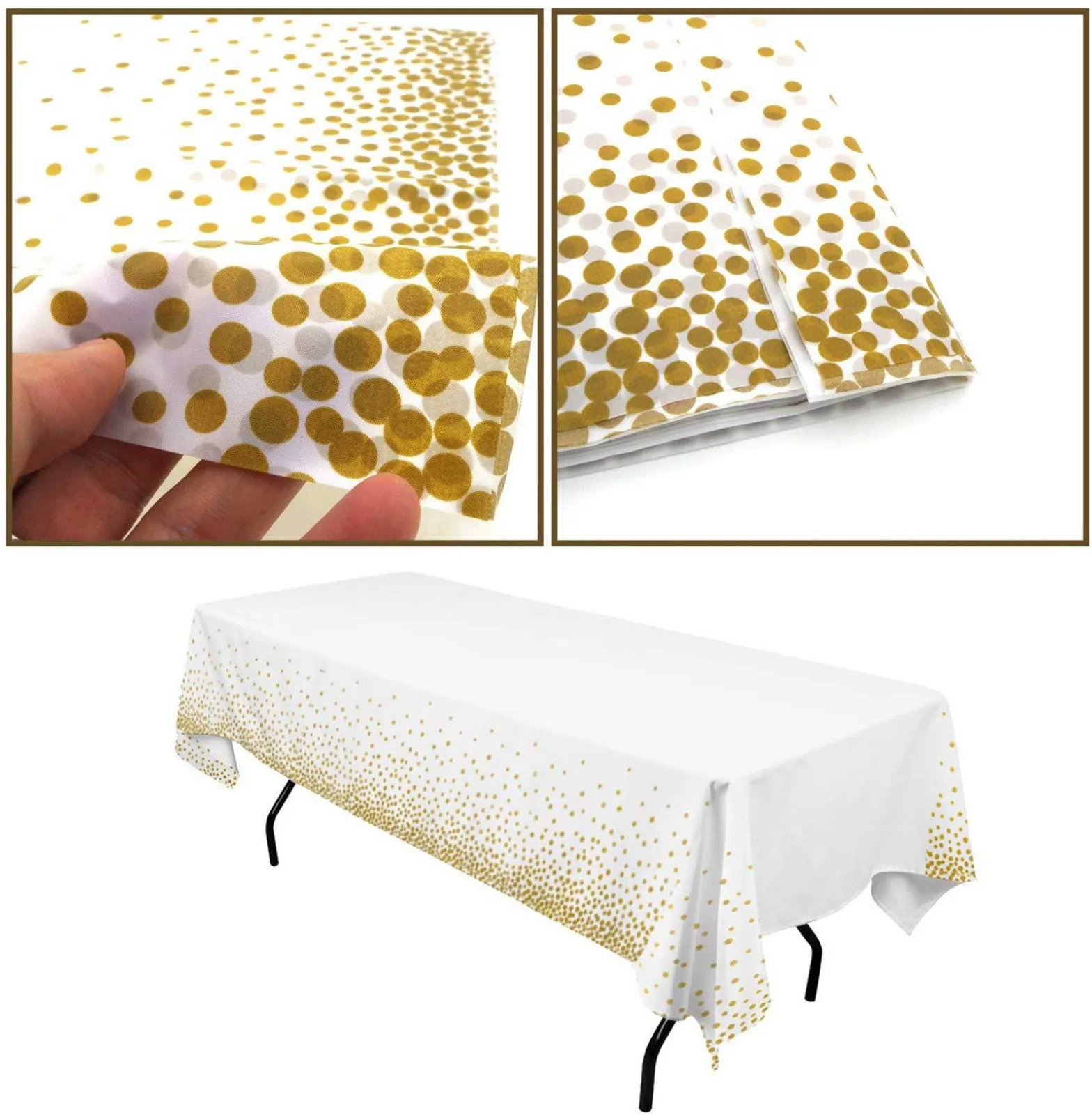 PlasticRoseGoldDotGildedTableclothBirthdayPartySupplies