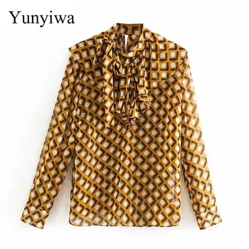 

New Long Sleeve Laminated Decorative Printed Shirt Womens Blouse Tops Sexy Party Blouses Clothes Blusas Camisas Mujer