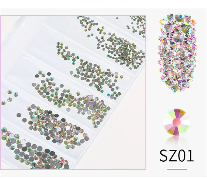 SZ01 1300 шт./упак. блестящее украшение для ногтей ювелирное изделие на ногти стразы кристаллы дизайн ногтей искусство стразы Decorashion Алмазный Набор «сделай сам» для Типсы для маникюра ногтей ювелирные изделия аксессуары из камней - Цвет: SZ01
