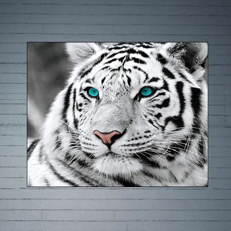 

White Tiger Frameless DIY Digital Oil Painting By Numbers Canvas Modern Wall Art