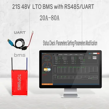 

21S 48V LTO BMS 20A80A with Bluetooth phone APP RS485 CAN NTC UART GPS for LTO Batteries 2.3V2.4V connected in 21 series