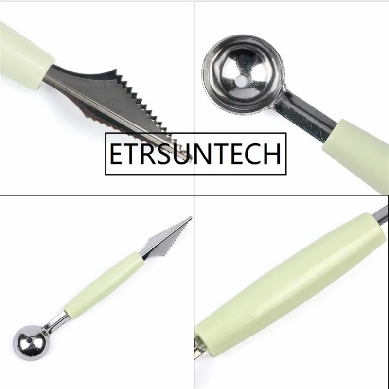 200pcs Stainless Steel Fruit Carving Knives Ice Cream Scoop Spoon Fruit Melon Watermelon Balls Kitchen Tools