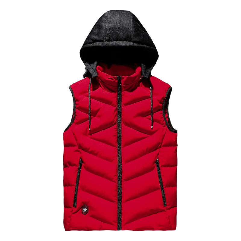 Mens Winter Vests Plus Size 6-8XL Mens Down Vest Outwear Men Sleeveless Jackets Men Thicken Warm Hoodie Vest Jacket Coat