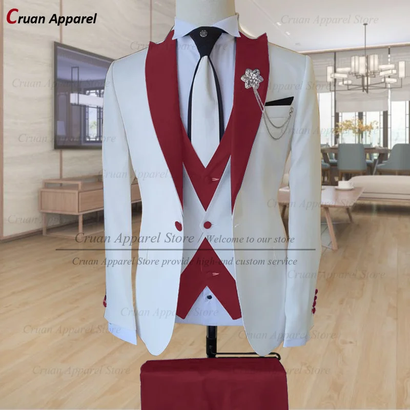 Tailor-made Suits for Men 3 Piece Slim Fit Formal Wedding Groom Tuxedo Fashion Luxury Business Blazer Vest Pants Set