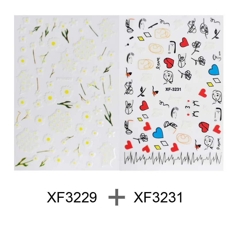 XF3229-XF3231 Bittb наклейка с цветком для ногтей лист милый переводная вода 3D летняя наклейка для дизайна ногтей s Наклейка DIY дизайн украшение для девочек и детей - Цвет: XF3229-XF3231