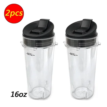 

2 pcs Nutri Ninja 16-Ounce Cup with Sip N Seal Lidsfor Blenders Durable Good Seal Ring Keep Fresh Sport Plastic Bottle Parts