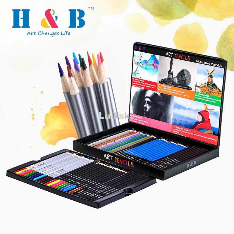 60-Piece Colored Pencils & Drawing Pencils Set