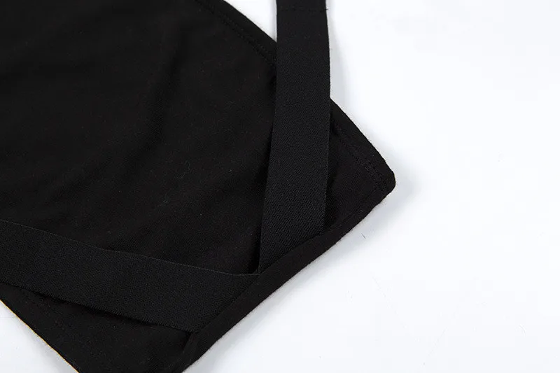 Black Buckler Camis Cross уличная открытая спина летний топ женский тонкий сексуальный Холтер без Рукавов укороченный облегающий Топ