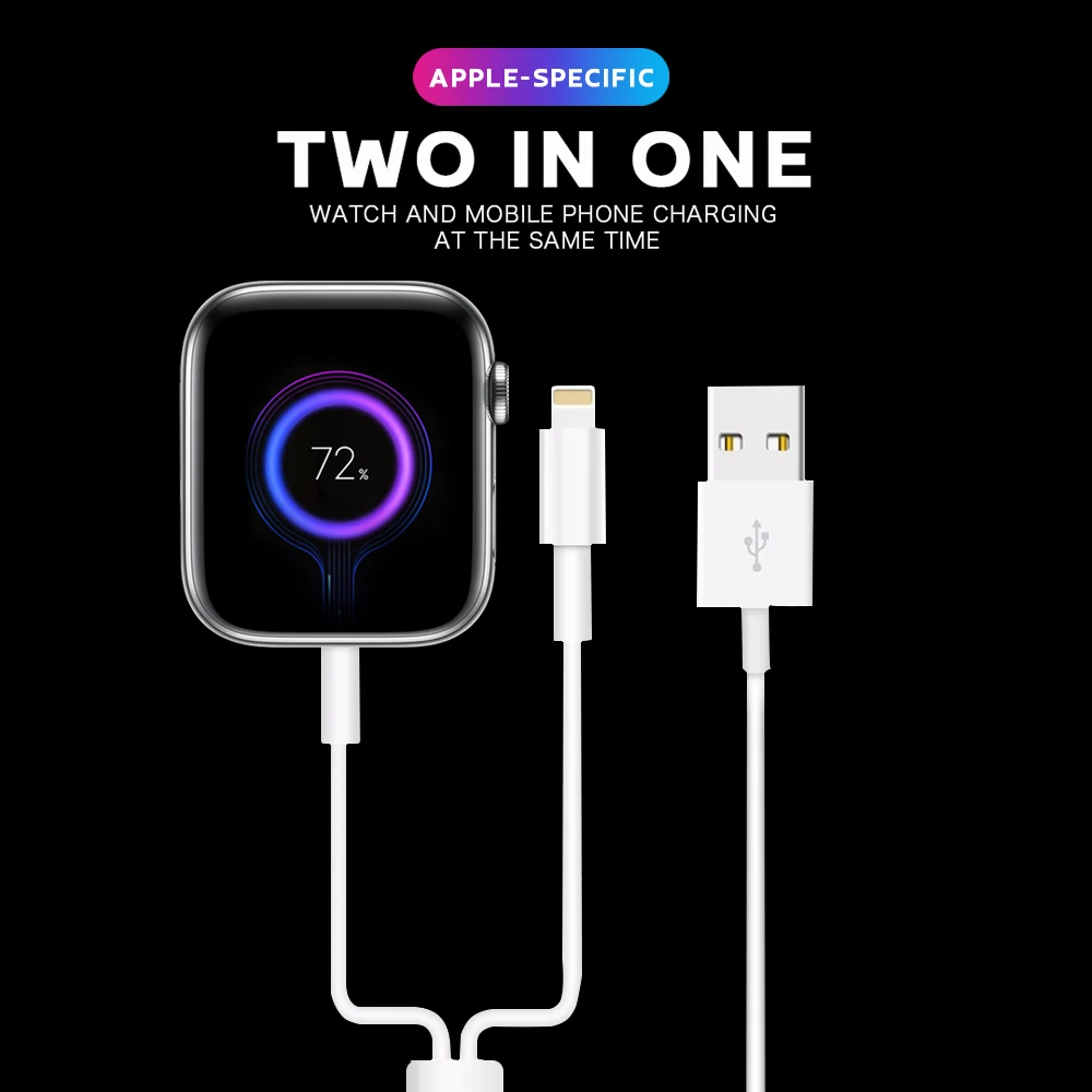 

Charger Two in one Compatible for Apple Watch Magnetic Charger For iwatch series 1 2 3 4 5 With USB Fast Charging