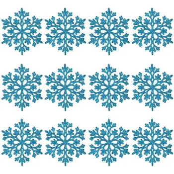 

12pcs 10CM Shining Powder Snowflakes Christmas Decoration Christmas Tree Pendant