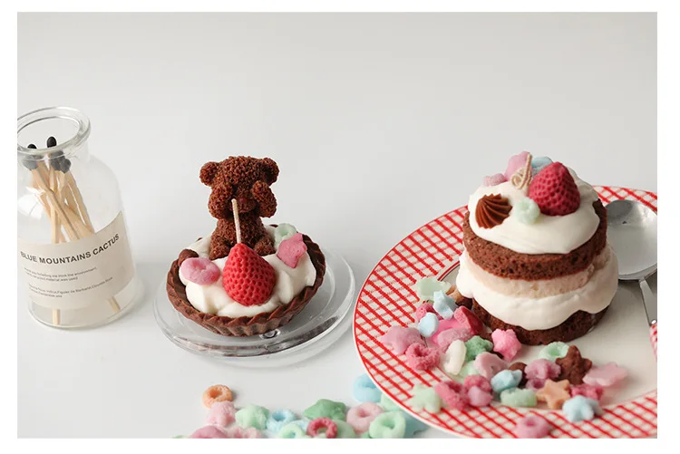 Creative Simulation Fluffy Cake Pastry Dessert Bread Silicone Mold Baking Mousse Chocolate Aroma Candle Mold