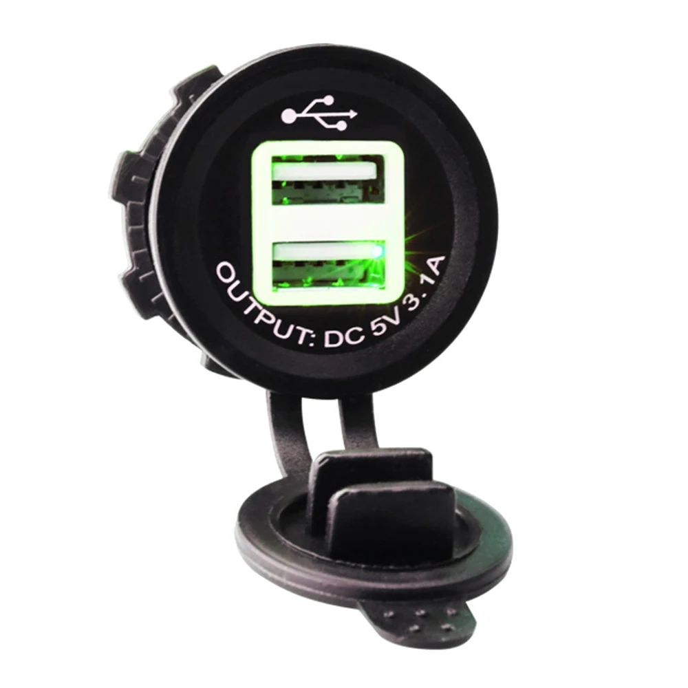 12 V/24 V Dual USB Автомобильное зарядное устройство светодиодный светильник 5V3. 1A Автомобиль Мотоцикл Водонепроницаемый изменение USB Зарядное устройство гнездо высокое качество N14 - Название цвета: Green