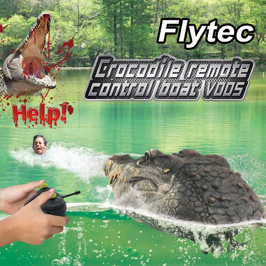 Flytec V005 2,4G с дистанционным управлением, электронная гоночная лодка, голова крокодила, День дурака, радиоуправляемая пародия, страшная игрушка в форме