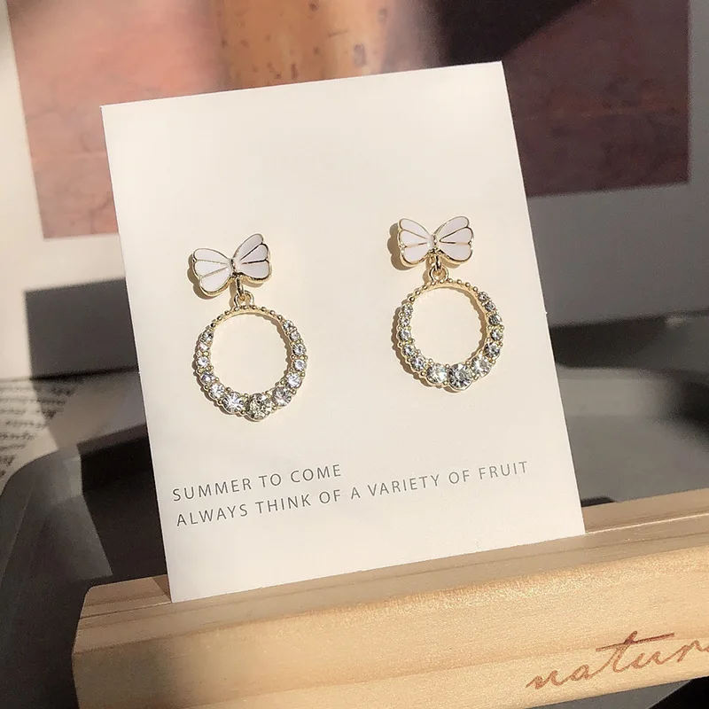 Серьги с бантом и бриллиантами Женские новые высококачественные изысканные