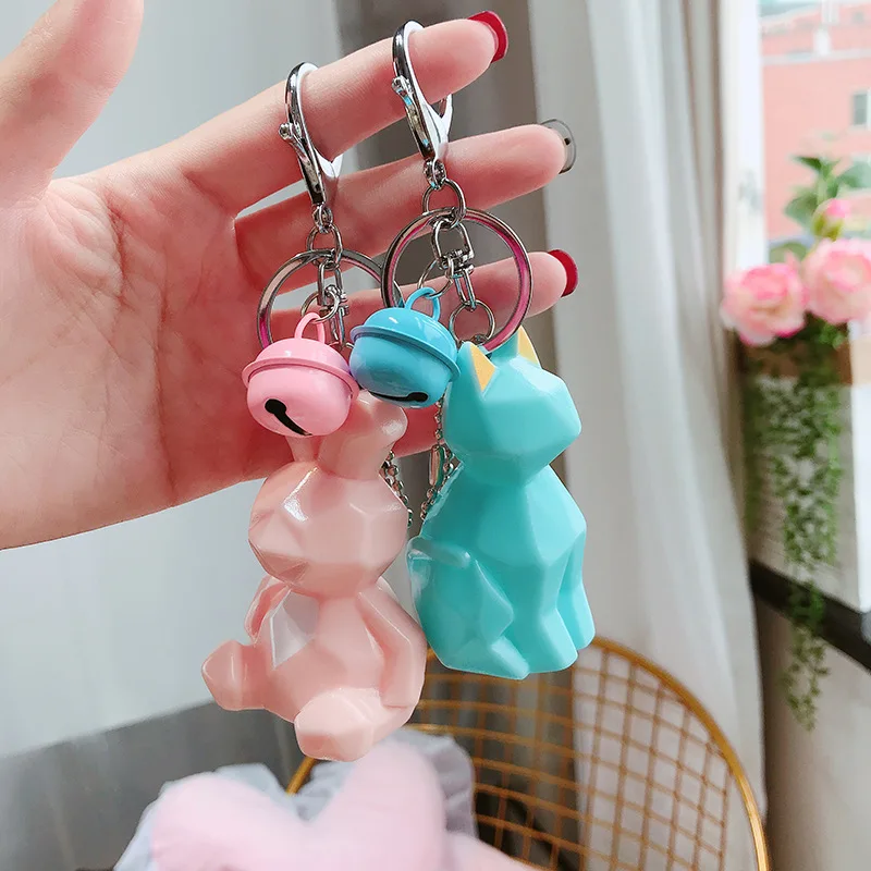 

Cartoon Creative BB Called Split Surface Family Keychain Pendant South Korea Cute Dinosaur Key Chain Deer Bell Leather Rope
