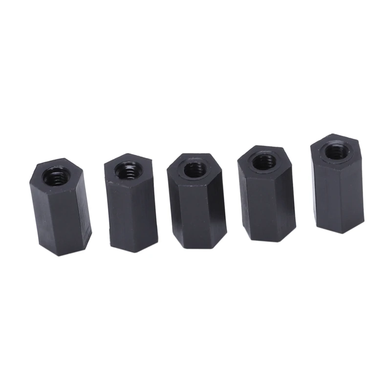 M3x10mm Женская резьба нейлоновая Шестигранная стойка распорная стойка черная 100 шт