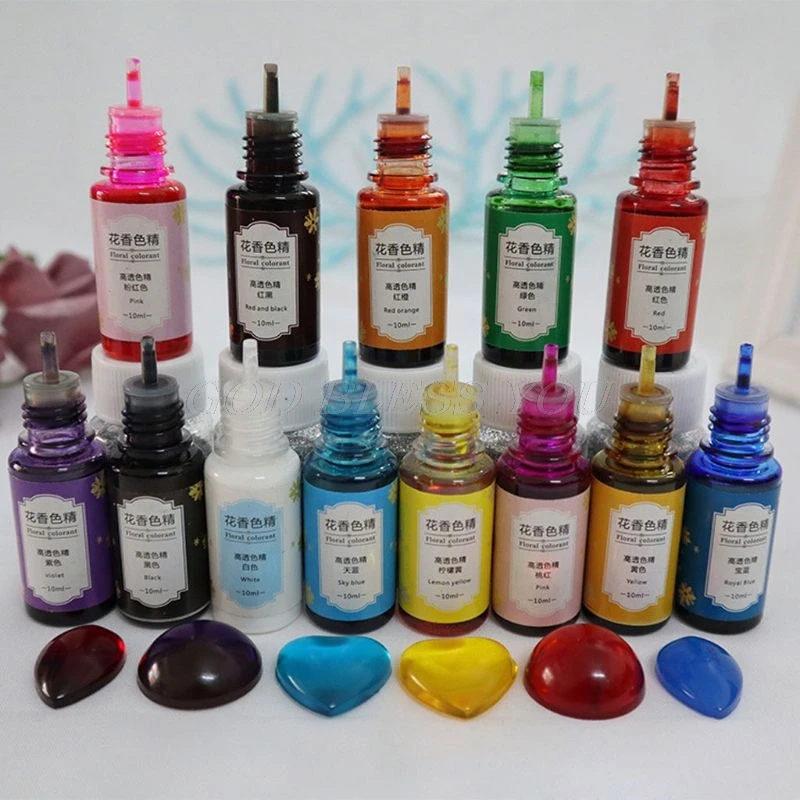 Pigmento epoxi líquido de 13 colores, colorante de resina epoxi de 0,35 oz, pigmento de resina altamente concentrado, recuerdo de flor, artesanía de resina