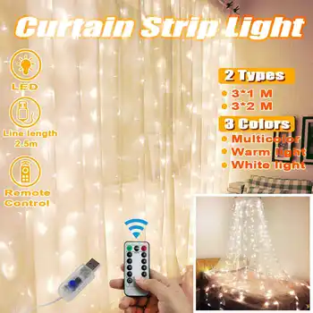 

With USB Waterproof Strip Light Led String Light 3x1m/3x2m For Christmas Light Garland Holiday Fairy Wedding Party Decoration