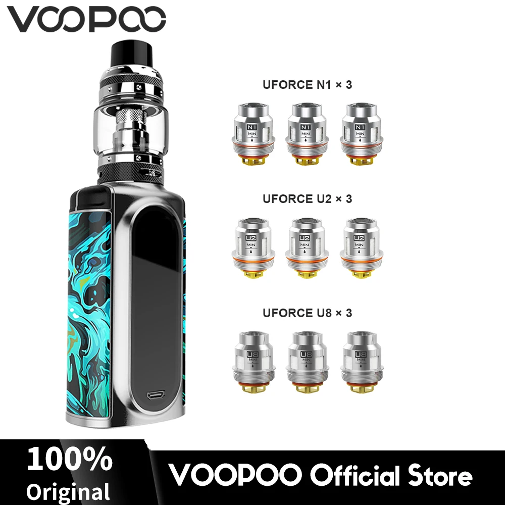 

Original Vaper 200W VOOPOO Vmate Electronic Cigarette Mod Vape Kit 8ml Uforce Tank fit Dual 18650 Battery 510 Thread Vaporizer
