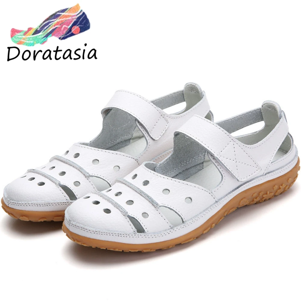 

DORATASIA Fashion Girl Round Toe Hollow Out Low Heel Hook Loop Casual Office Sandals Summer Sandals Women Solid Shoes Woman