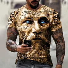 2021 New 3D Face Printing Men's Fashion Trend T-shirt Gentleman Style Summer Design Short Style Handsome Men's Short Sleeves