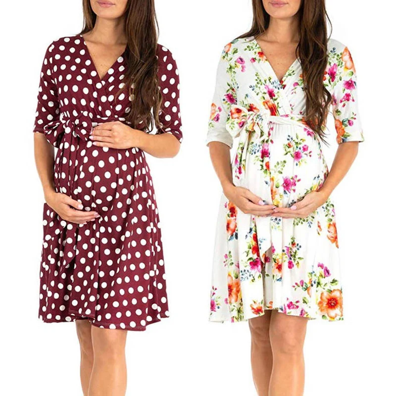 Flower Breastfeeding Dresses Maternity Clothes for Pregnant Women
