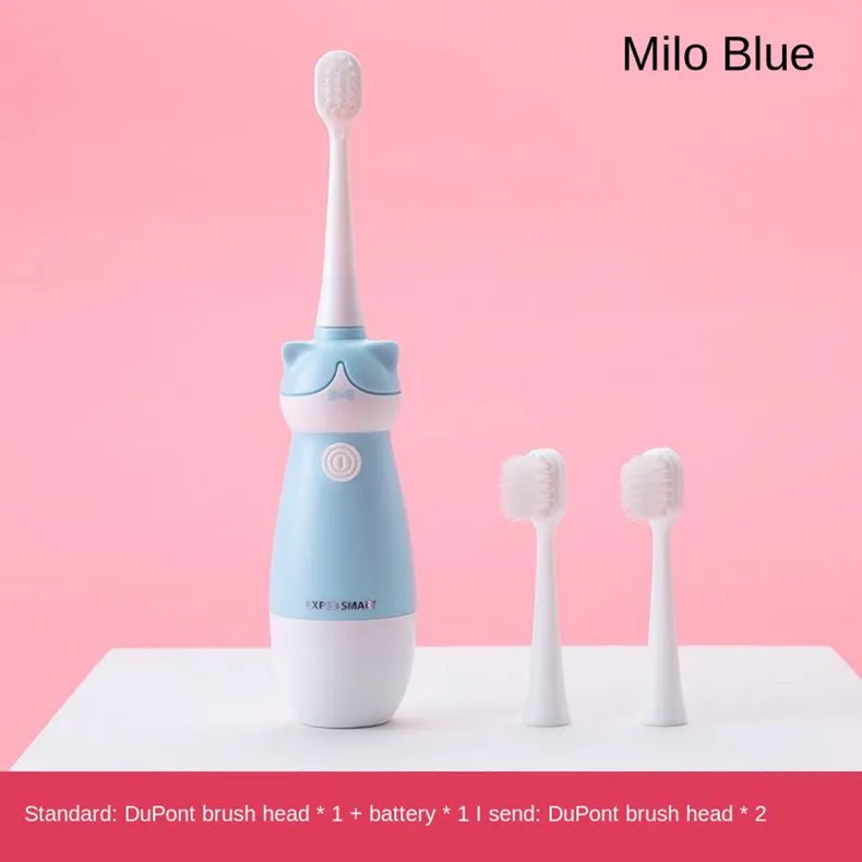 Электрическая зубная щетка Детская электрическая Мягкая зубная щетка для волос мультяшная Водонепроницаемая детская зубная щетка звуковая волна детская Подарочная зубная щетка w - Цвет: Синий