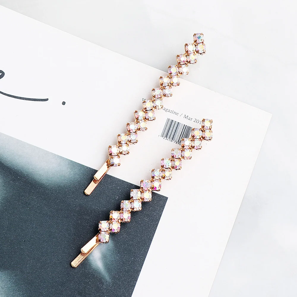 2 pièces brillant cristal strass pince à cheveux pour les femmes élégant Design coréen Snap Barrette bâton épingle à cheveux accessoires de coiffure ► Photo 2/6