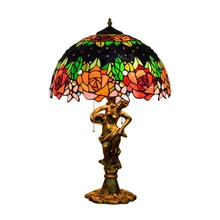 Спальня деко Арт настольная лампа дружбы светодиодная прикроватная лампа античный необычный витраж китайский стиль настольная лампа ретро гостиная