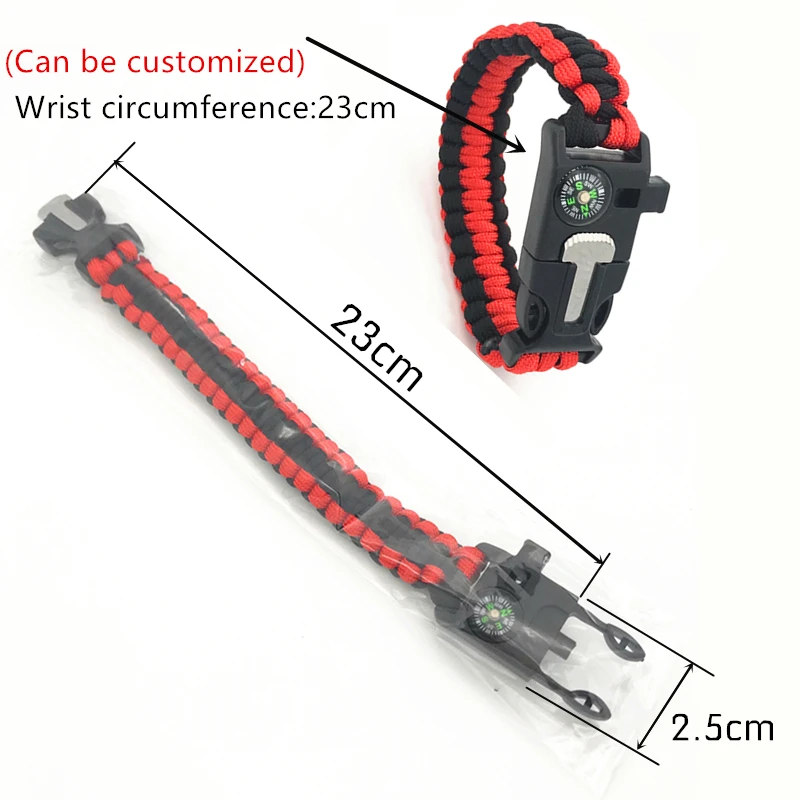 High-Jump Functional Emergency Paracord Bracelet Outdoor Survival Parachute Tools Scraper Whistle Buckle Paracord Wristband 23cm 2