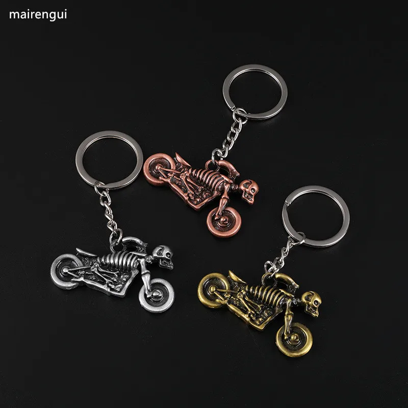 Ретро скелет moto rcycle брелок мужские металлические аксессуары Авто Мото брелок кольцо для hyundai suzuki peugeot moto rcycle ключевые метки