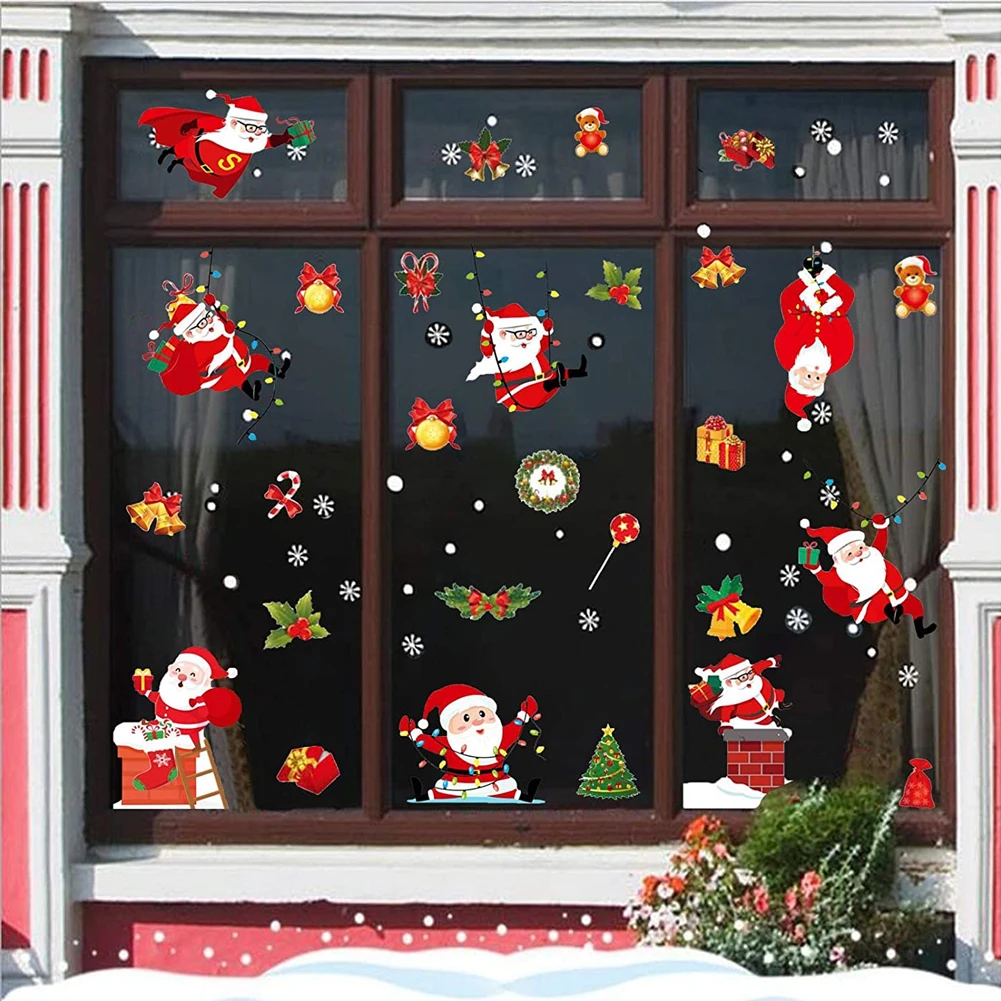Christmas Windows 2022 2022 New Year Merry Christmas Window Stickers Glass Wall Sticker  Decorations Party Decor Stickers For Home Xmas Ornaments|Pendant & Drop  Ornaments| - Aliexpress