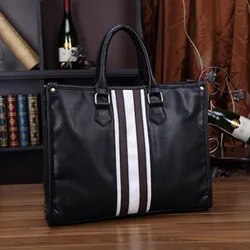 Strap Men Briefcases Top Quality Male Business Fashion PU Leather Bags Office Handbag 13 Inch Laptop Bag Casual Men's Square Bag