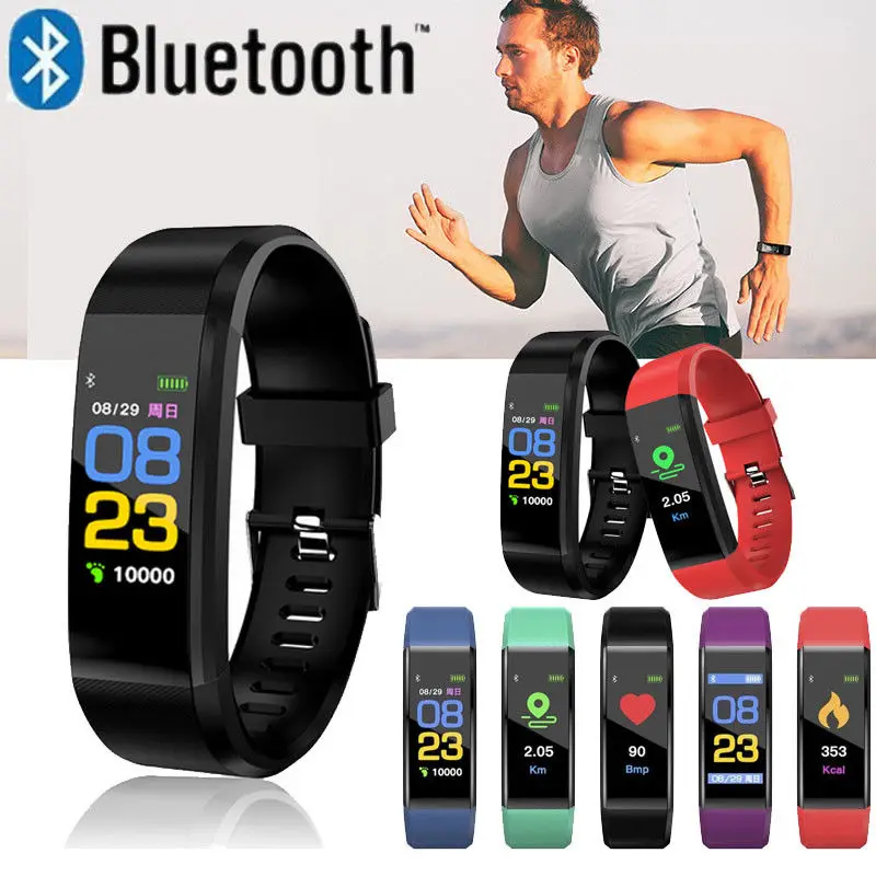 ID115 Plus Bluetooth Смарт-Браслет фитнес-трекер шаги сердечного ритма |