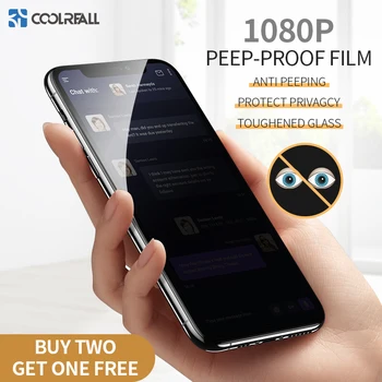 

coolreall Privacy Protection Film Screen Protector for iPhone Xs Max Xr X Anti-peep Tempered Glass Protective Cover For iPhone11