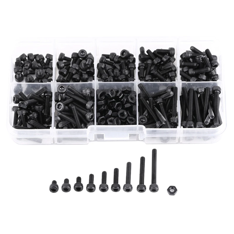 

280Pcs Steel Screw Set M3 Hex Bolt Screw Nut Metric Machine Bolts And Nut Repair Tool
