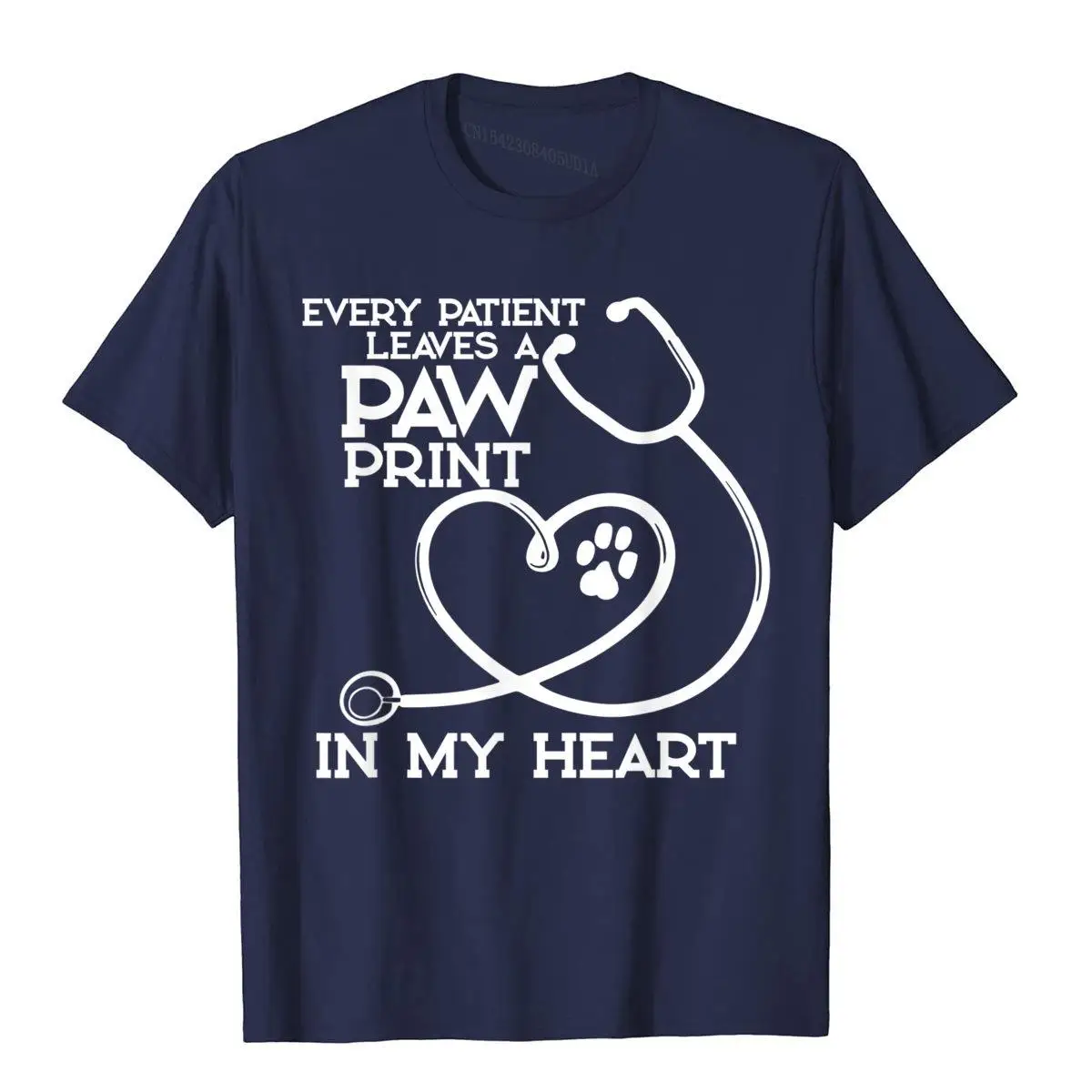 Veterinarian Vet Gift Paw Print in my Heart Funny Shirt__B13956navy