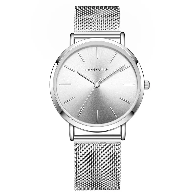 Модные тонкие Серебристые сетчатые часы из нержавеющей стали для женщин лучший