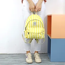 Стиль Модный студенческий Холщовый Рюкзак Школьная Сумка оптом в полоску корейский стиль холщовый рюкзак напрямую от производителя Se