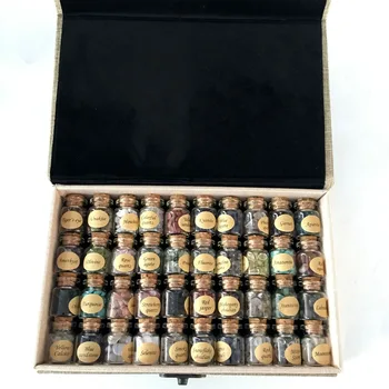 

40PC Natural Crystal Rock Stone Mini Bottles Gift Box Carved Gemstone Citrine Amethyst Quartz Mineral Specimen Wicca Decor