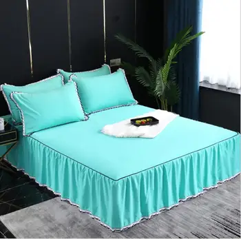

Korean Ruffles Bed Skirt Princess Bedding Mattress Cover Solid Color 1/3pcs Bedspreads For Girls Bed Sheet Set Pillow Case