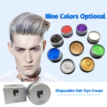 

Disposable hair Color Wax Dye one-time molding paste Sliver Grandma Green Hair Dye Wax Mud Cream temporary hair color wax men