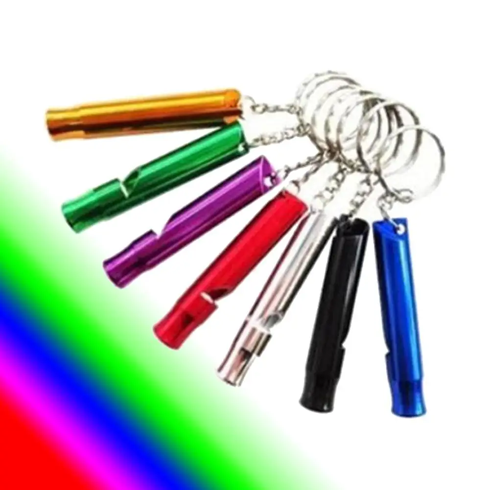 

1pc Aluminum Alloy Whistle Keyring Mini For Outdoor Survival Safety Multi Color