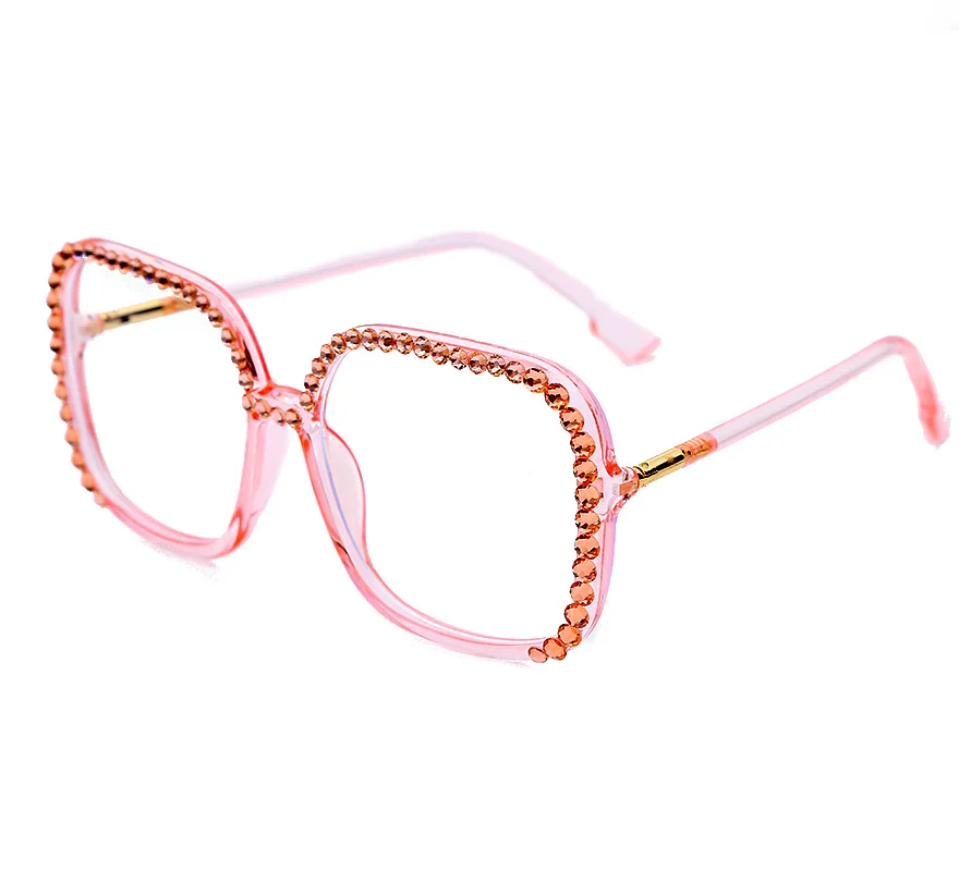 Винтажная кристальная квадратная рамка для очков для женщин модные очки Роскошные со стразами прозрачные линзы очки oculos de sol feminino