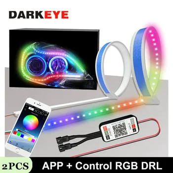 

Car Styling RGB Sequential led strip drl Daytime Running Light with APP Bluetooth Remote Control for Headlight Assembly DJ