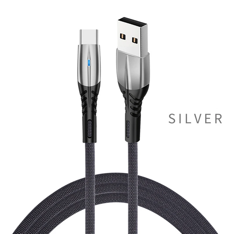 Сплав цинка Тип C быстрый заряд кабеля для huawei P30 samsung Xiaomi MI9 Redmi Android устройства мобильного телефона USB C type-c кабель провода - Color: Silver
