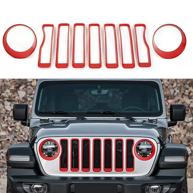 Передняя решетка вставки фар комплект для Jeep Wrangler JL Unlimited