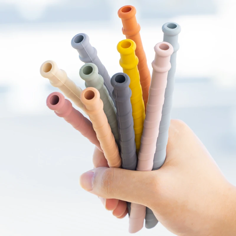 2022 Children's Silicone Spiral Straw Drinking Cup Straw Baby Easy To Clean Soft Silicone Customizable Logo Food Grade Silicone 4