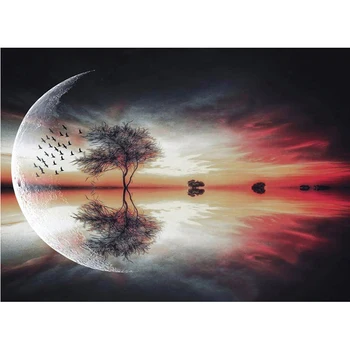 

Diamond embroidery, cross stitch, diamond painting, full paste animation, handicraft art gift, home scenery, moon view, night
