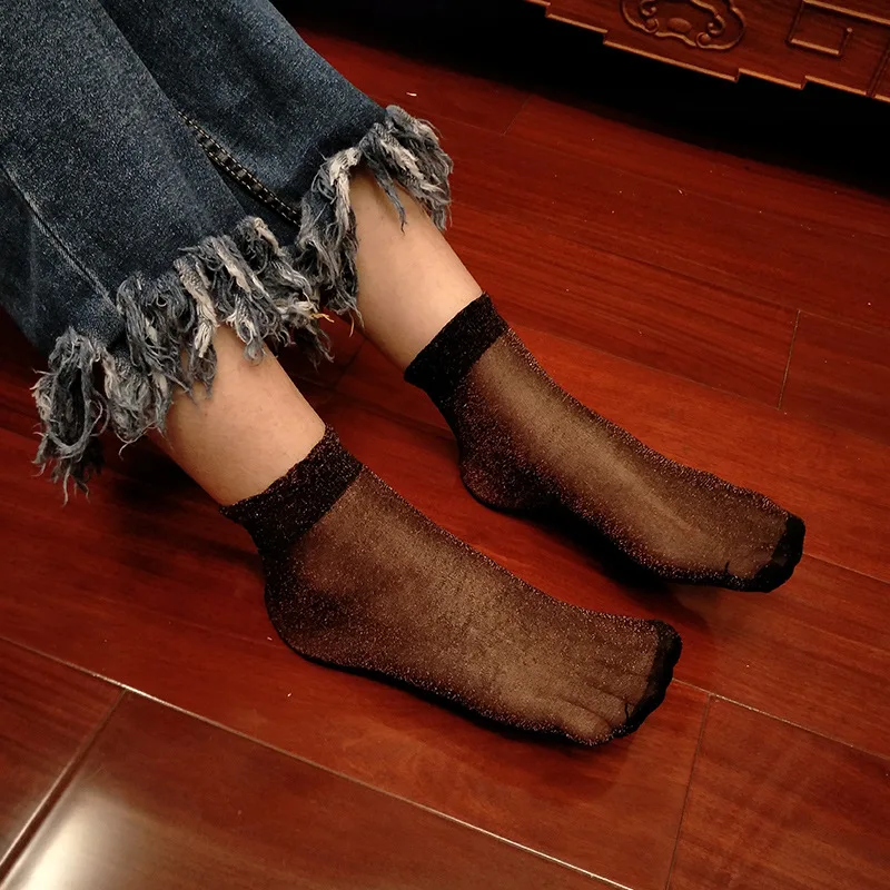 Счастливые носки, chaussettes femmes automne hiver, носки для девочек, весна-лето, марлевые, прозрачные, мягкие, удобные